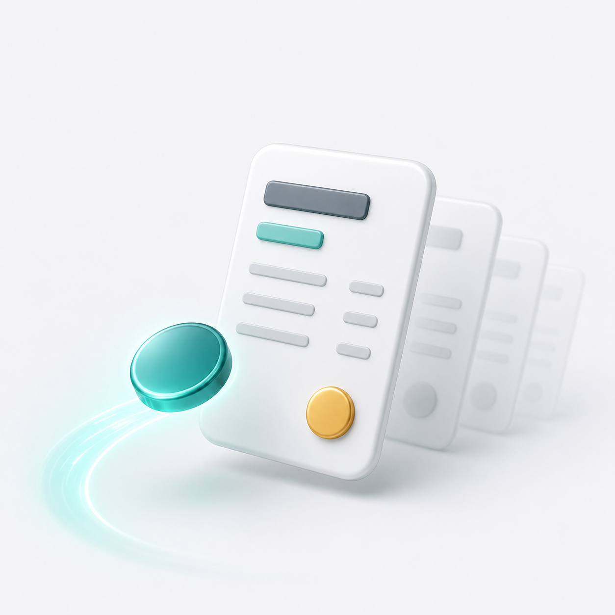 Invoice card with a payment sliding into place and a star above